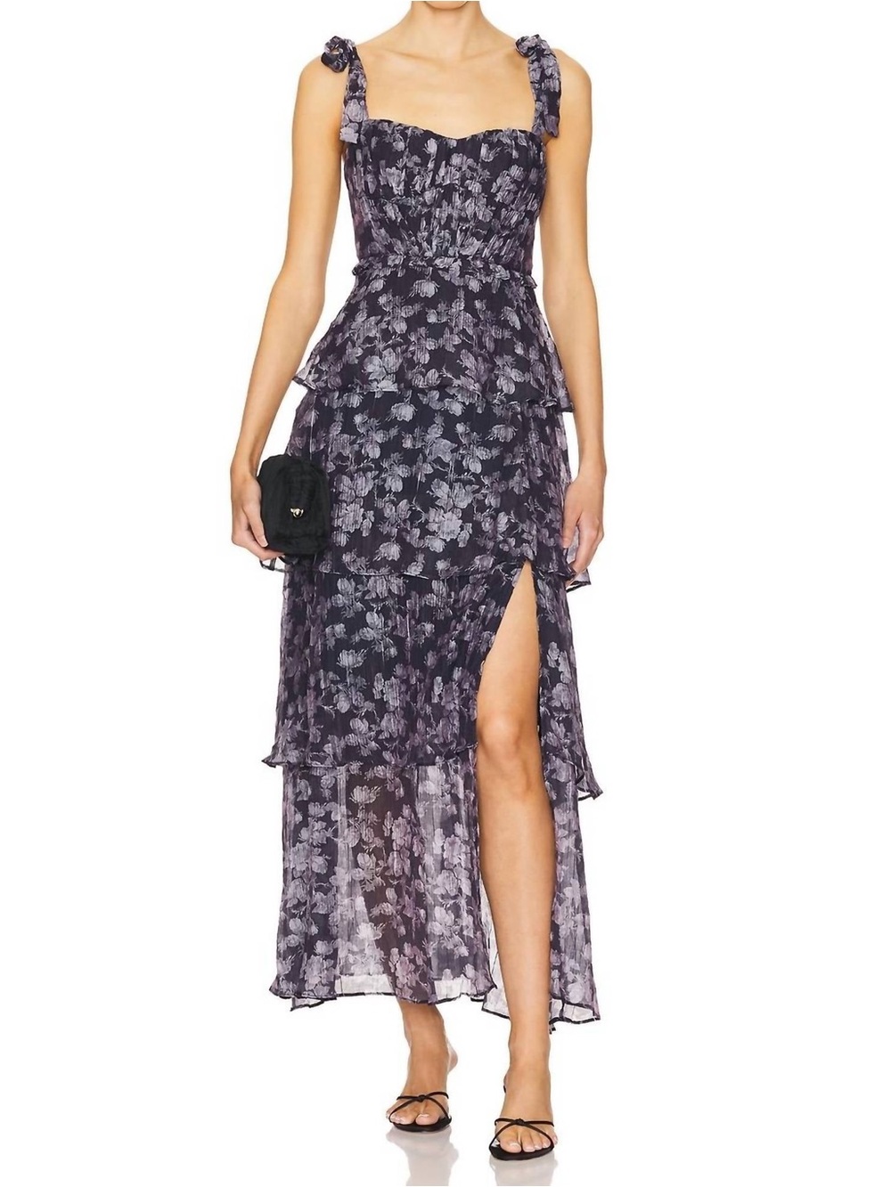 Astr Purple Floral High-Low Dress
